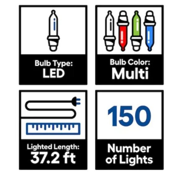 GE StayBright 150 Ct 37.2 ft Multicolor C5 LED Christmas String Lights New Retro - Picture 13 of 13